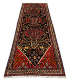 27423-Hamadan Hand-Knotted/Handmade Persian Rug/Carpet Tribal/Nomadic Authentic/ Size: 9'4" x 3'4"/284cm x 102cm