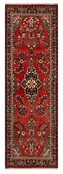27427-Hamadan Hand-Knotted/Handmade Persian Rug/Carpet Tribal/Nomadic Authentic/ Size: 10'10" x 3'6"/330cm x 107cm