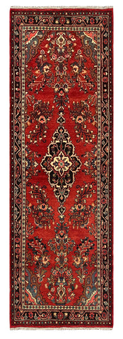 27427-Hamadan Hand-Knotted/Handmade Persian Rug/Carpet Tribal/Nomadic Authentic/ Size: 10'10" x 3'6"/330cm x 107cm