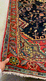 27426-Hamadan Hand-Knotted/Handmade Persian Rug/Carpet Tribal/Nomadic Authentic/ Size: 9'6" x 3'6"/290cm x 107cm