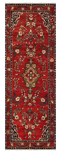 27464-Hamadan Hand-Knotted/Handmade Persian Rug/Carpet Tribal/Nomadic Authentic/ Size: 10'4" x 3'7"/315cm x 109cm