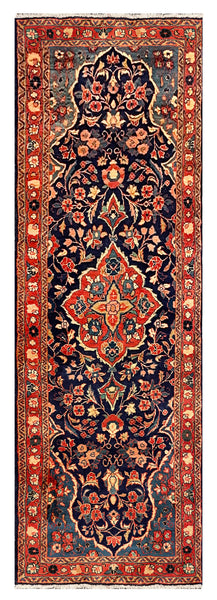 27425-Hamadan Hand-Knotted/Handmade Persian Rug/Carpet Tribal/Nomadic Authentic/ Size: 10'9" x 3'6"/327cm x 107cm