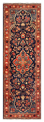 27425-Hamadan Hand-Knotted/Handmade Persian Rug/Carpet Tribal/Nomadic Authentic/ Size: 10'9" x 3'6"/327cm x 107cm