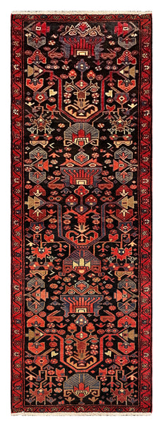 27453-Hamadan Hand-Knotted/Handmade Persian Rug/Carpet Tribal/Nomadic Authentic/ Size: 10'3" x 3'6"/312cm x 107cm