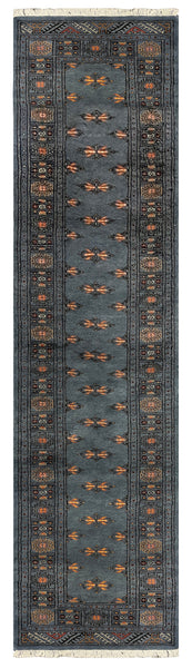 27514-Bokhara Hand-Knotted/Handmade Pakistani Rug/Carpet Tribal/Nomadic Authentic/ Size: 10'0" x 2'6"/305 cm × 76 cm