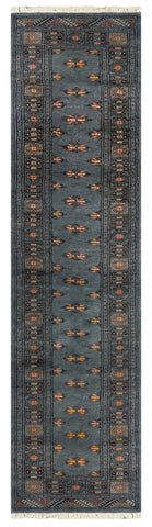 27514-Bokhara Hand-Knotted/Handmade Pakistani Rug/Carpet Tribal/Nomadic Authentic/ Size: 10'0" x 2'6"/305 cm × 76 cm