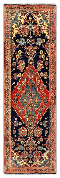 27434-Hamadan Hand-Knotted/Handmade Persian Rug/Carpet Tribal/Nomadic Authentic/ Size: 10'5" x 3'1"/318cm x 94cm