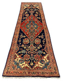 27434-Hamadan Hand-Knotted/Handmade Persian Rug/Carpet Tribal/Nomadic Authentic/ Size: 10'5" x 3'1"/318cm x 94cm