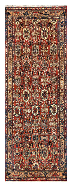 27438-Hamadan Hand-Knotted/Handmade Persian Rug/Carpet Tribal/Nomadic Authentic/ Size: 9'8" x 3'4"/295cm x 102cm