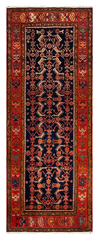 27469-Hamadan Hand-Knotted/Handmade Persian Rug/Carpet Tribal/Nomadic Authentic/ Size: 10'8" x 3'11"/325cm x 119cm