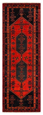 27467-Hamadan Hand-Knotted/Handmade Persian Rug/Carpet Tribal/Nomadic Authentic/ Size: 10'1" x 3'5"/307cm x 104cm