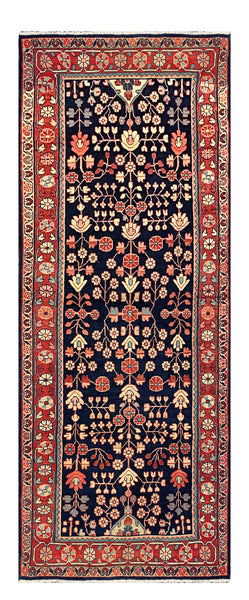 27470-Hamadan Hand-Knotted/Handmade Persian Rug/Carpet Tribal/Nomadic Authentic/ Size: 10'4" x 3'6"/320cm x 107cm