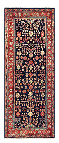 27470-Hamadan Hand-Knotted/Handmade Persian Rug/Carpet Tribal/Nomadic Authentic/ Size: 10'4" x 3'6"/320cm x 107cm