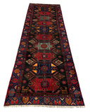 27448-Hamadan Hand-Knotted/Handmade Persian Rug/Carpet Tribal/Nomadic Authentic/ Size: 9'7" x 3'1"/292cm x 94cm