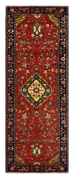 27452-Hamadan Hand-Knotted/Handmade Persian Rug/Carpet Tribal/Nomadic Authentic/ Size: 9'4" x 3'6"/284cm x 107cm