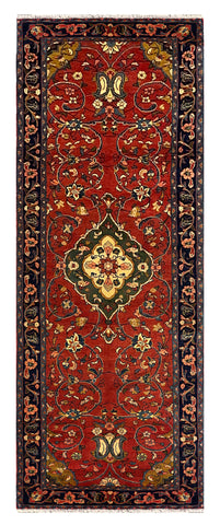 27452-Hamadan Hand-Knotted/Handmade Persian Rug/Carpet Tribal/Nomadic Authentic/ Size: 9'4" x 3'6"/284cm x 107cm