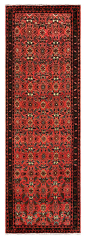 27449-Hamadan Hand-Knotted/Handmade Persian Rug/Carpet Tribal/Nomadic Authentic/ Size: 9'8" x 3'3"/295cm x 99cm