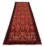 27449-Hamadan Hand-Knotted/Handmade Persian Rug/Carpet Tribal/Nomadic Authentic/ Size: 9'8" x 3'3"/295cm x 99cm
