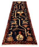 27445-Hamadan Hand-Knotted/Handmade Persian Rug/Carpet Tribal/Nomadic Authentic/ Size: 9'5" x 3'1"/287cm x 94cm