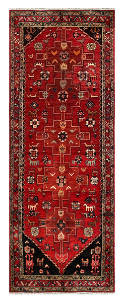 27472-Hamadan Hand-Knotted/Handmade Persian Rug/Carpet Tribal/Nomadic Authentic/ Size: 9'11" x 3'8"/302cm x 112cm
