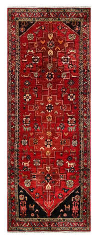 27472-Hamadan Hand-Knotted/Handmade Persian Rug/Carpet Tribal/Nomadic Authentic/ Size: 9'11" x 3'8"/302cm x 112cm