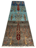 27792-Chobi Ziegler Handmade/Hand-knotted Afghan Rug/Carpet Tribal/Nomadic Authentic/ Size: 9'3" x 2'7" / 282cm x 79cm