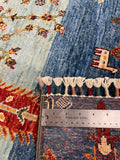 27792-Chobi Ziegler Handmade/Hand-knotted Afghan Rug/Carpet Tribal/Nomadic Authentic/ Size: 9'3" x 2'7" / 282cm x 79cm