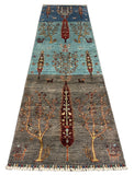 27791-Chobi Ziegler Handmade/Hand-knotted Afghan Rug/Carpet Tribal/Nomadic Authentic/ Size: 9'3" x 2'7" / 282cm x 79cm