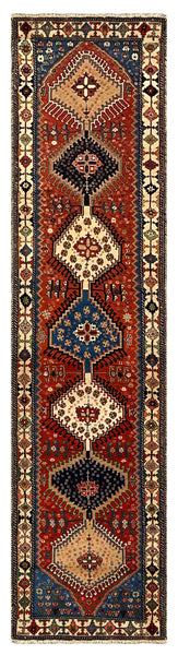 27347-Yalameh Hand-Knotted/Handmade Persian Rug/Carpet Tribal/Nomadic Authentic/ Size: 10'5" x 2'7"/318cm x 80cm