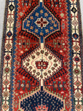 27347-Yalameh Hand-Knotted/Handmade Persian Rug/Carpet Tribal/Nomadic Authentic/ Size: 10'5" x 2'7"/318cm x 80cm