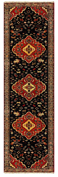 27350-Ghashgai Hand-Knotted/Handmade Persian Rug/Tribal/ Nomadic/Authentic/ Size: 9'9" x 2'11"/298cm x 89cm