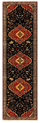 27350-Ghashgai Hand-Knotted/Handmade Persian Rug/Tribal/ Nomadic/Authentic/ Size: 9'9" x 2'11"/298cm x 89cm