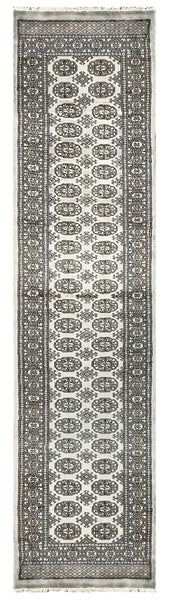 27619-Bokhara Hand-Knotted/Handmade Pakistani Rug/Carpet Tribal/Nomadic Authentic/ Size: 9'8" x 2'6"/295cm ×76cm