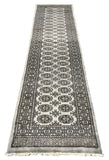 27619-Bokhara Hand-Knotted/Handmade Pakistani Rug/Carpet Tribal/Nomadic Authentic/ Size: 9'8" x 2'6"/295cm ×76cm