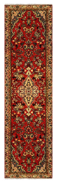 27184-Hamadan Hand-Knotted/Handmade Persian Rug/Carpet Tribal/Nomadic Authentic/ Size: 9'10" x 2'7"/300cm x 80cm