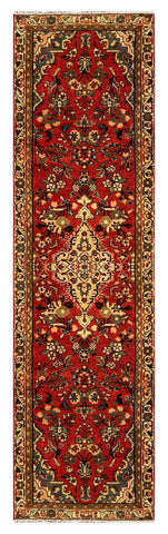 27184-Hamadan Hand-Knotted/Handmade Persian Rug/Carpet Tribal/Nomadic Authentic/ Size: 9'10" x 2'7"/300cm x 80cm