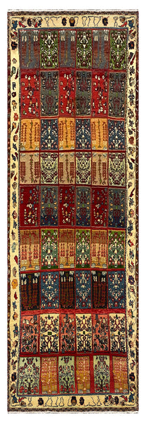 27439-Hamadan Hand-Knotted/Handmade Persian Rug/Carpet Tribal/Nomadic Authentic/ Size: 9'10" x 3'3"/300cm x 99cm