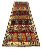 27439-Hamadan Hand-Knotted/Handmade Persian Rug/Carpet Tribal/Nomadic Authentic/ Size: 9'10" x 3'3"/300cm x 99cm