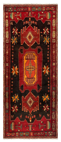 27429-Hamadan Hand-Knotted/Handmade Persian Rug/Carpet Tribal/Nomadic Authentic/ Size: 10'3" x 4'2"/312cm x 127cm