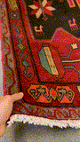 27429-Hamadan Hand-Knotted/Handmade Persian Rug/Carpet Tribal/Nomadic Authentic/ Size: 10'3" x 4'2"/312cm x 127cm