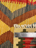 27481- Kelim Hand-Woven/Flat-Weaved/Afghan Kelim/Carpet Modern/Nomadic Authentic/Size: 3'9" x 2'5"/114cm x 74cm