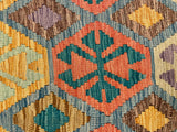 27510- Kelim Hand-Woven/Flat-Weaved/Afghan Kelim/Carpet Modren/Nomadic Authentic/Size: 9'9" x 6'5"/297cm x 196cm