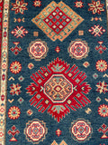 26996-Kazak Hand-Knotted/Handmade Afghan Rug/Carpet Tribal/Nomadic Authentic/ Size: 4'8" x 3'0"