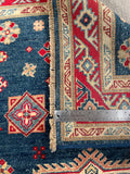 26995-Kazak Hand-Knotted/Handmade Afghan Rug/Carpet Tribal/Nomadic Authentic/ Size: 4'8" x 3'2"