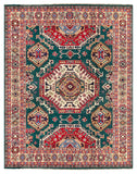 26929-Kazak Hand-Knotted/Handmade Afghan Rug/Carpet Tribal/Nomadic Authentic/ Size: 10'4" x 8'1"