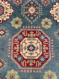 26988-Kazak Hand-Knotted/Handmade Afghan Rug/Carpet Tribal/Nomadic Authentic/ Size: 9'8" x 8'0"