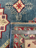 26988-Kazak Hand-Knotted/Handmade Afghan Rug/Carpet Tribal/Nomadic Authentic/ Size: 9'8" x 8'0"