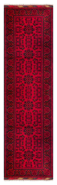26926 - Khal Mohammad Hand-Knotted/Handmade Afghan Rug/Carpet/Traditional/Authentic/Size: 9'6" x 2'7"