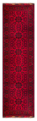26926 - Khal Mohammad Hand-Knotted/Handmade Afghan Rug/Carpet/Traditional/Authentic/Size: 9'6" x 2'7"