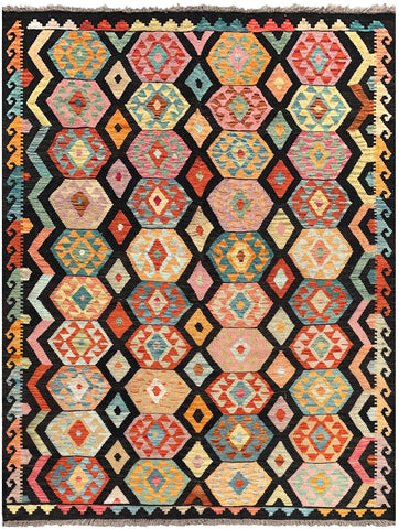 26936- Kelim Hand-Woven/Flat Weaved/Handmade Afghan /Carpet Tribal/Nomadic Authentic/Size: 7'9" x 6'0"
